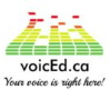 voicEd.ca logo with colorful equalizer design